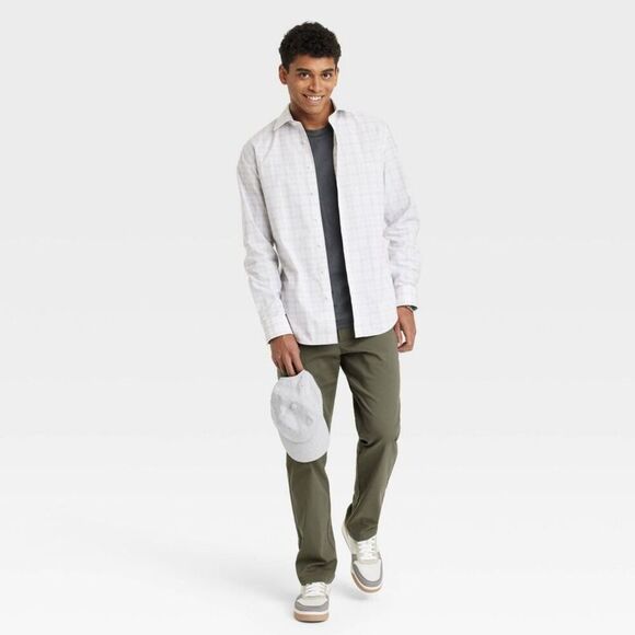 Open Box - Goodfellow & Co - Men's Checked Button Do Silver - Picture 3 of 3